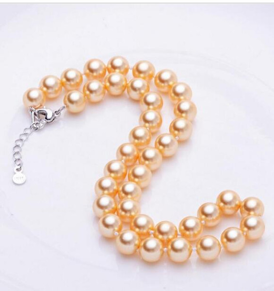 FREE SHIPPING Beju shell pearl necklace gold necklace round white heart-shaped buckle