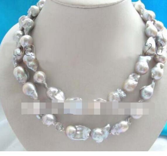 FREE SHIPPING 11-12MM WHITE SOUTH SEA BAROQUE PEARL NECKLACE 18INCH >>