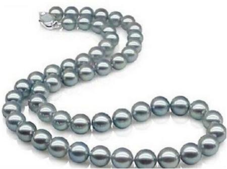 Gorgeous 10-11mm south sea silver grey pearl necklace 20 inch 925 silver clasp