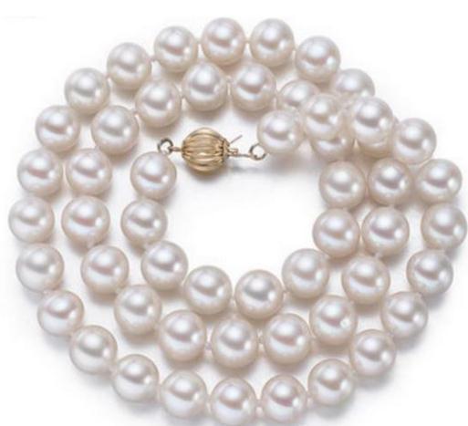 Hot Sell Round 10-11mm Natural White Pearl Necklace 20inch 14k Gold Clasp Beaded Necklace