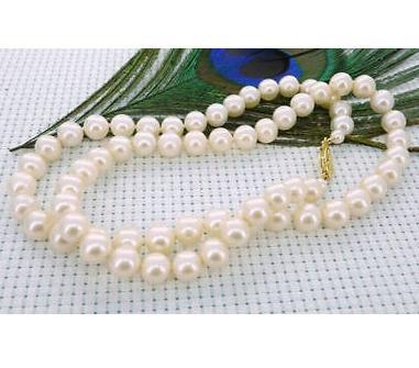 Gorgeous 8-9mm natural south seas white pearl necklace 18inch 14k gold clasp