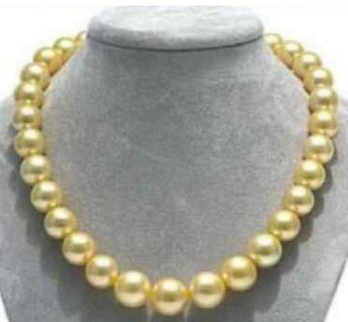 Hot Sell Beaded Necklaces 10-11mm Natural South Seas Gold Pearl Necklace 17 Inch 14k Gold Clasp