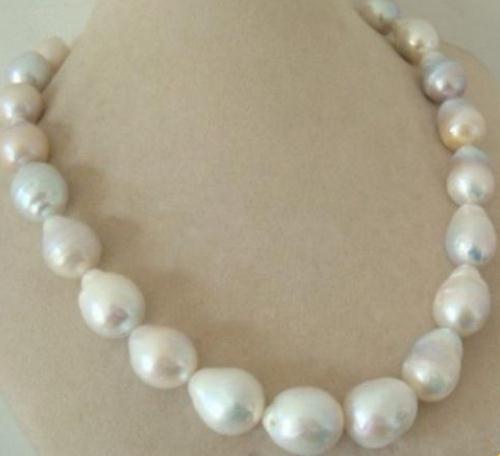 Hot Sell 11-13mm South Sea White Pearl Necklace 18inch 925 Silver Clasp Beaded Necklaces