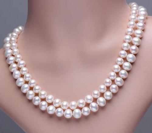 Hot Sell 8-9mm Natural South Seas White Pearl Necklace 18-19inch 925 Silver Clasp Beaded Necklaces