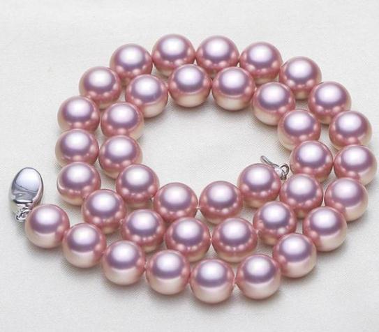 Hot Sell AAA 9-10m South Seas Purple Pearl Necklace 18 inch 925 Silver Clasp Beaded Necklaces