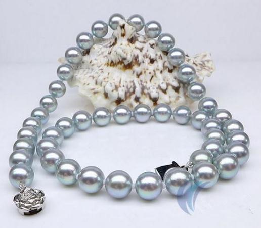 Hot Sell 10-11mm Natural South Seas Gray Pearl Necklace 18 Inch 925 Silver Clasp Beaded Necklaces