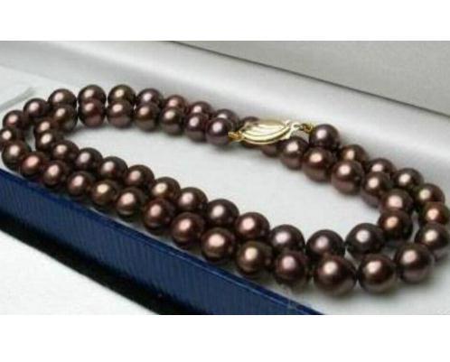 Charming 10-11mm South Sea Chocolate Pearl Necklace 18 Inch 14K Gold Clasp