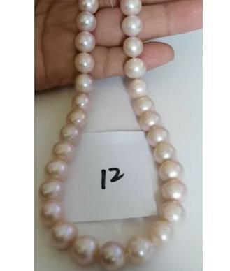 Hot Sell 11-12mm Beaded Necklaces Natural South Seas White Pearl Necklace 19inch 14K Gold Clasp