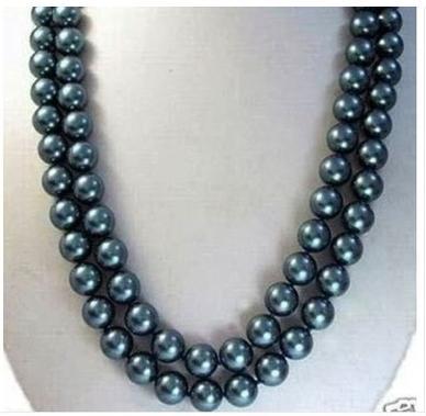 Stunning AAA 8-9mm Tahitian Black Natural Pearl Necklace 48inch 14K Gold