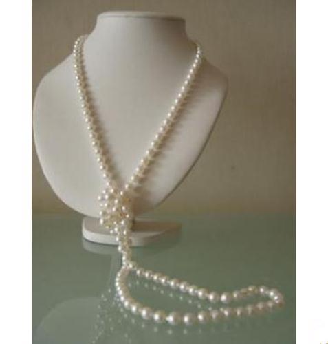 Hot Sell 9-10mm South Seas White Pearl Necklace 50 Inch 925 Silver Clasp Beaded Necklaces