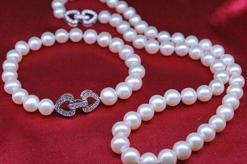 Gorgeous 8-9mm natural south seas white pearl necklace 18inch 925 silver clasp free bracelet
