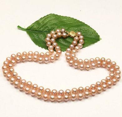 Cassic 8-9mm natural south sea pink pearl necklace 17-18 inch 14k gold clasp