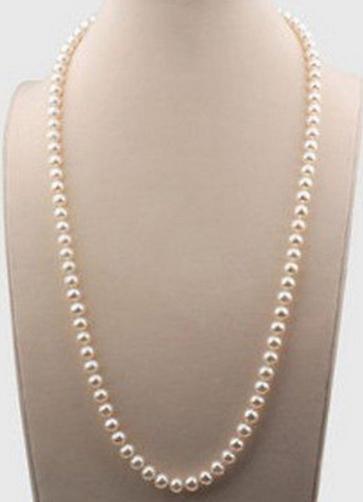 Gorgeous 7-8mm natural south seas white pearl necklace 20inch 925 silver clasp
