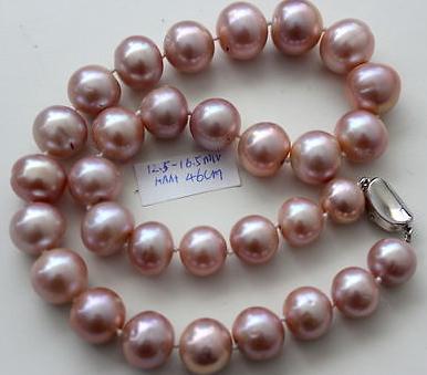 Elegant 9-10mm south sea purple pearl necklace 18 inch 925 silver clasp