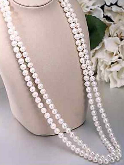 Classic 45inch 8-9mm south sea white pearl necklace 925 silver clasp