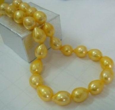 Classic 11-13mm natural south sea gold pearl necklace 18inch 14K gold