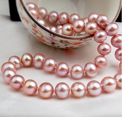 Gorgeous south sea 9-10mm pink Akoya pearl necklace 19 inch 14k gold clasp