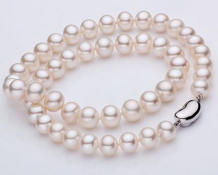 Elegant AAA 9-10mm natural south seas white pearl necklace 18inch 925 silver clasp