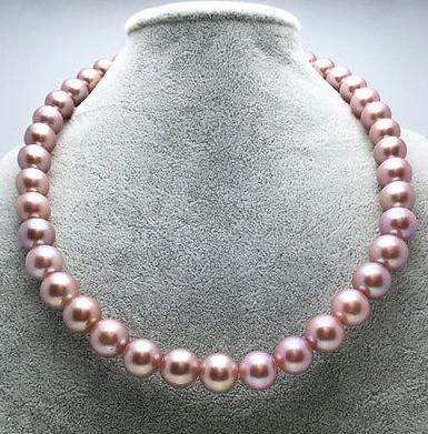 Gorgeous 8-9mm south seas purple pearl necklace 18inch 925 silver clasp