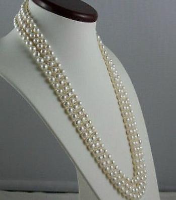 Classic 7-8mm natural south seas white pearl necklace 48 inch 14k gold clasp