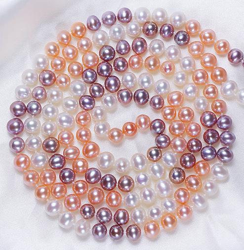 Gorgeous natural 9-10mm white pink purple pearl necklace 36 inch 925 silver clasp