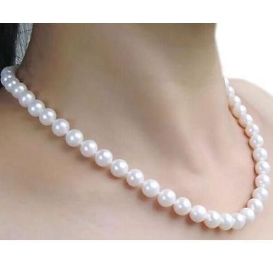 Gorgeous 22 inch 9-10mm south sea natural white pearl necklace 14k gold clasp