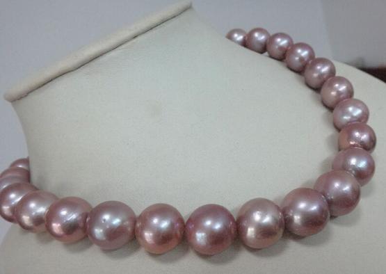 Hot sell Natural 10-11mm south seas purple Pearl necklace 18inch 14K gold clasp