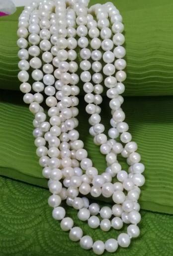 Gorgeous natural 9-10mm south sea white pearl necklace 54 inch 14k gold clasp