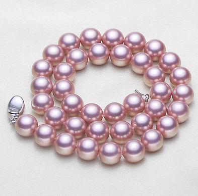 Gorgeous AAA 9-10m south seas purple pearl necklace 18inch 925 silver clasp