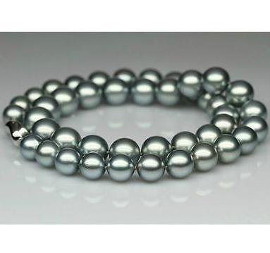 Gorgeous 10-11mm natural south seas silver gray pearl necklace 18inch 925 silver clasp