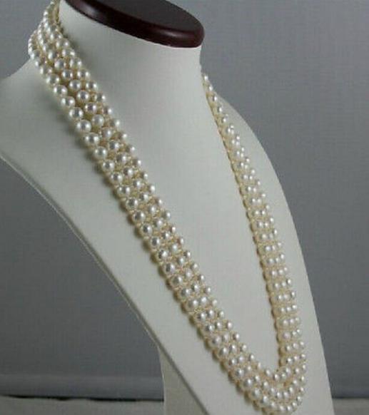 LONGER 60 INCH 8-9MM PERFECT AAA NATURAL AKOYA GENUINE WHITE PEARL NECKLACE 14K GOLD CLASP