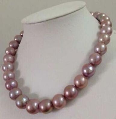 AAA 18 INCH SOUTH SEA 10-11MM PURPLE PEARL NECKLACE 14k GOLD CLASP