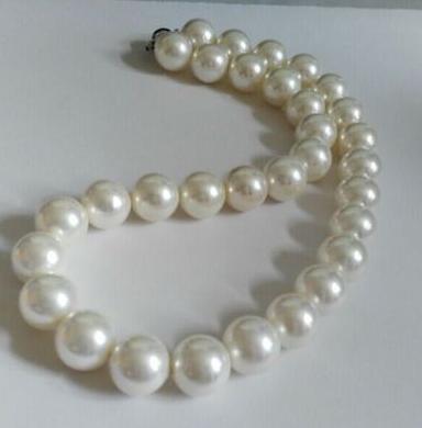Hot sell 11-12mm round white south seas pearl necklace 18inch 925 silver clasp