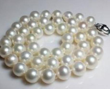 Elegant 8-9mm south seas white pearl necklace 19inch 925 silver