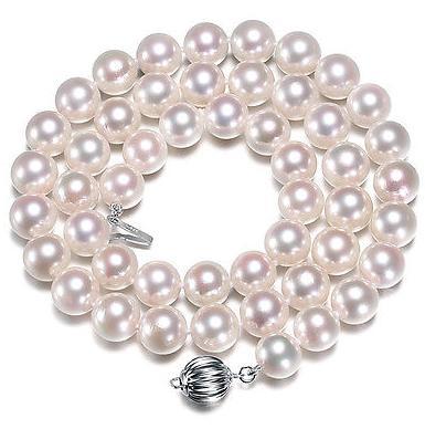 Classic 10-11mm natural south seas white pearl necklace 18inch 925 silver clasp