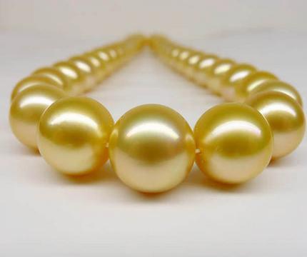 Gorgeous 10-11mm natural south sea gold pearl necklace 19 inch 14k gold clasp