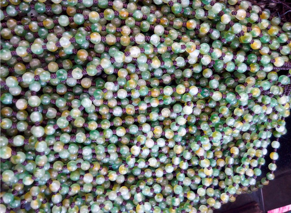 6 mm Natural Burma jade beads necklace A31Z2