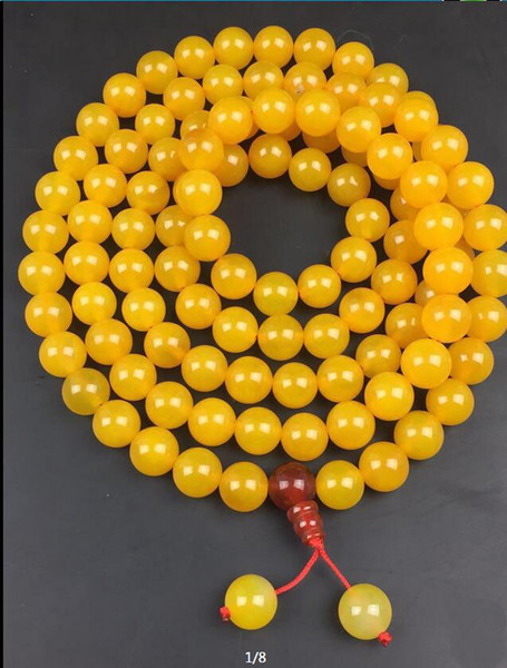 10mm Natural yellow agate beads necklace with free shipping B1
