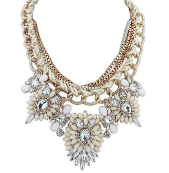 New Bohemian national wind multi-layer heavy industry flowers gemstone pearl beaded rhinestone glitter exaggerated art SP-0007
