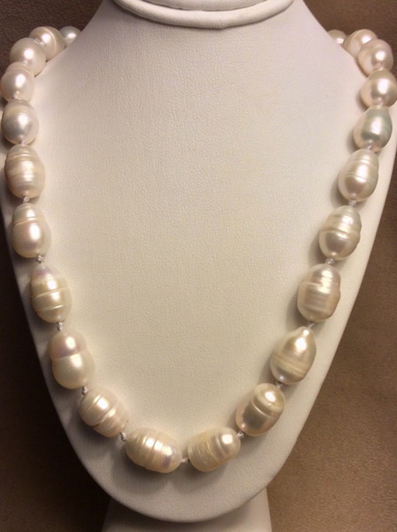 BEAUTIFUL 10-12MM SOUTH SEA BAROQUE WHITE PEARL NECKLACE 18