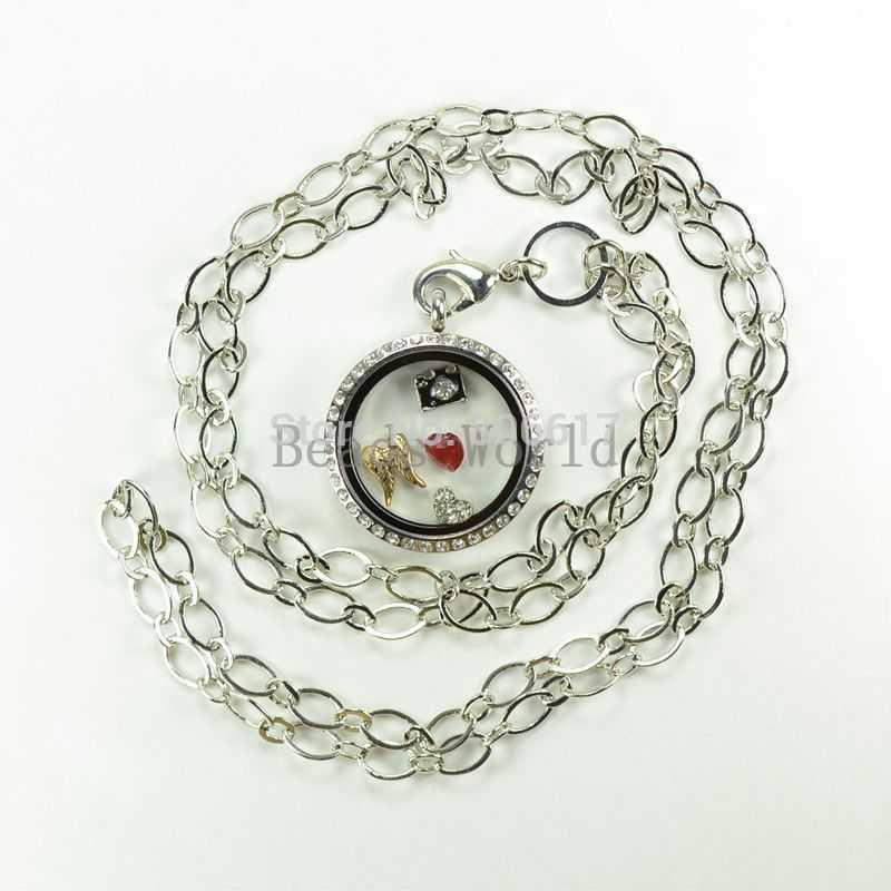 Free Shipping 1 Pcs Silver Tone Chain Necklace Origami Owl Floating Charms For Living Locket 84cm long(W03714 X 1)
