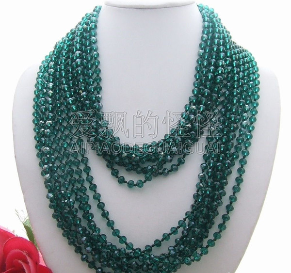 N040204 Excellent! 48'' Green Crystal Necklace