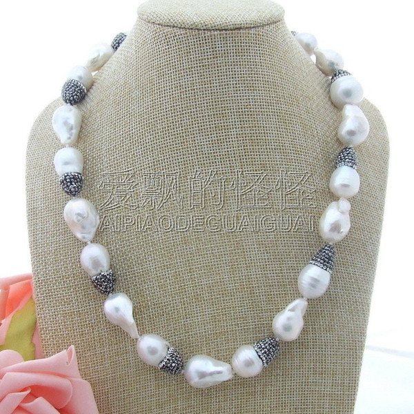 N032709 20'' 20MM White Keshi Pearl Necklace