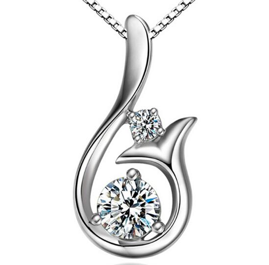 Top Grade Diamond Pendant Necklace Cubic Zircon 30% 925 sterling silver Little Mermaid Pendant necklace For Wedding Party Women Jewelry