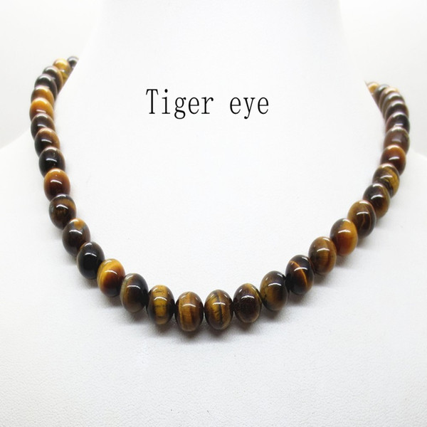 2018 Hot White 8MM Natural Turquoise Lava Amethyst Tiger Eye Beaded Choker Necklace For Women Men Jewelry Choker Body Chain