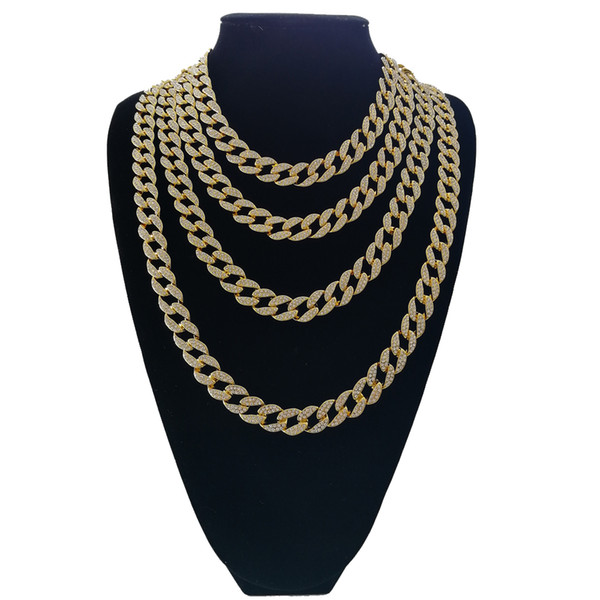 18inch 20inch 24inch 30 inch Hip Hop Iced out Cuban Chain Cuban Link Chain Necklace Bling bling Jewelry N409 Y1891709