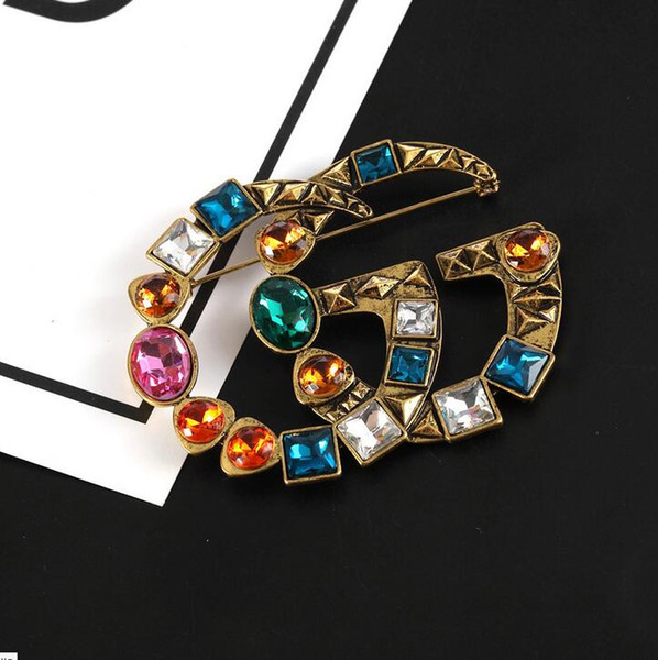 Alloy fashion retro color rhinestone brooch women ladies wedding bridal party clothing fashion accessories