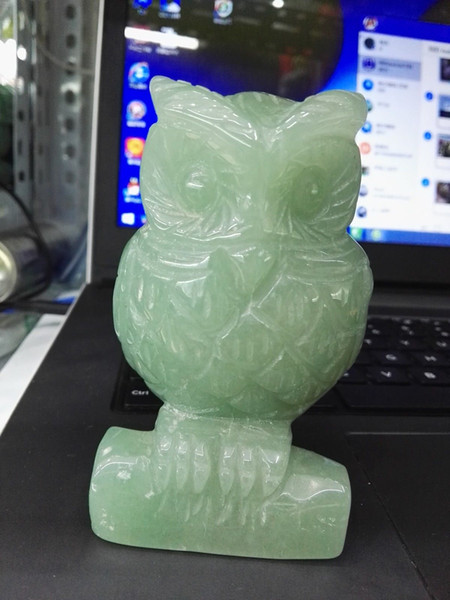 Hand carved Dongling jade owl ornaments