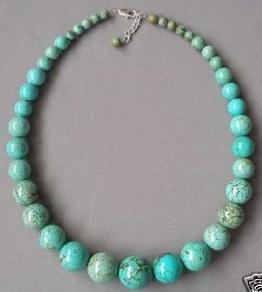 stunning turquoise Bead size-lined necklace 18 inches