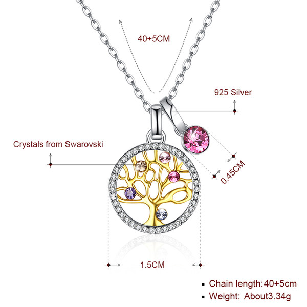 Le kani crystal comes from swarovski element s925 sterling silver and various wearing life tree crystal pendant necklaces